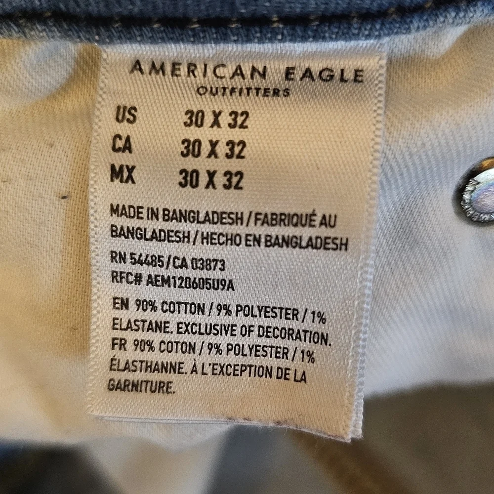 American Eagle Air Flex Patched Slim Fit Light Wash Jeans Size 30X32